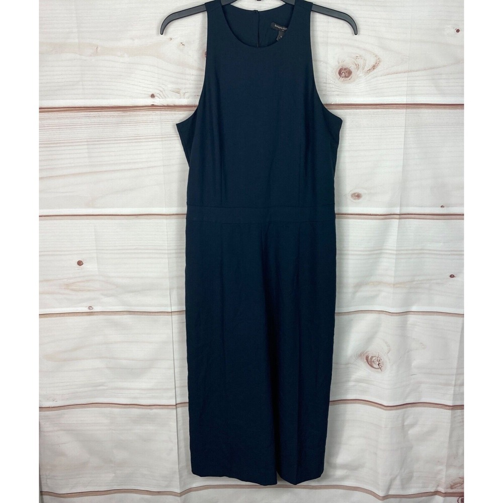 Banana Republic Jumpsuit‎ Womens 6 Blue Wide Leg Crop Sleeveless Pockets Solid